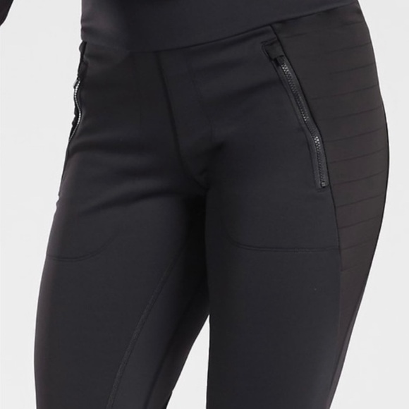 Athleta Medium Black Peak Hybrid Fleece‎ Athletic Tights Leggings Nylon blend - Picture 3 of 11